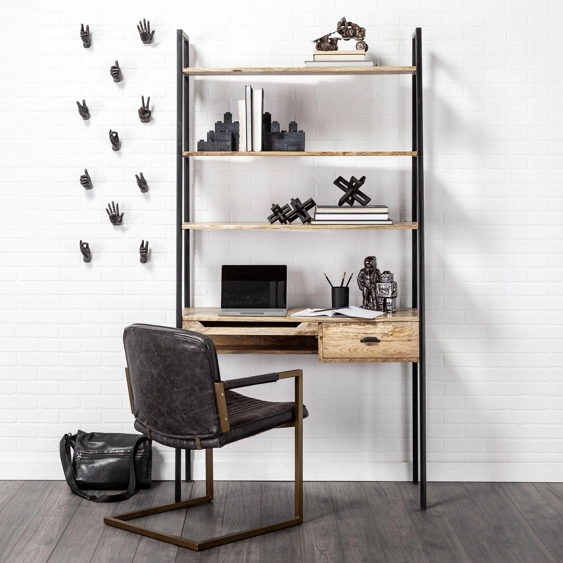 Black Leather Accent Chair With Brass Frame