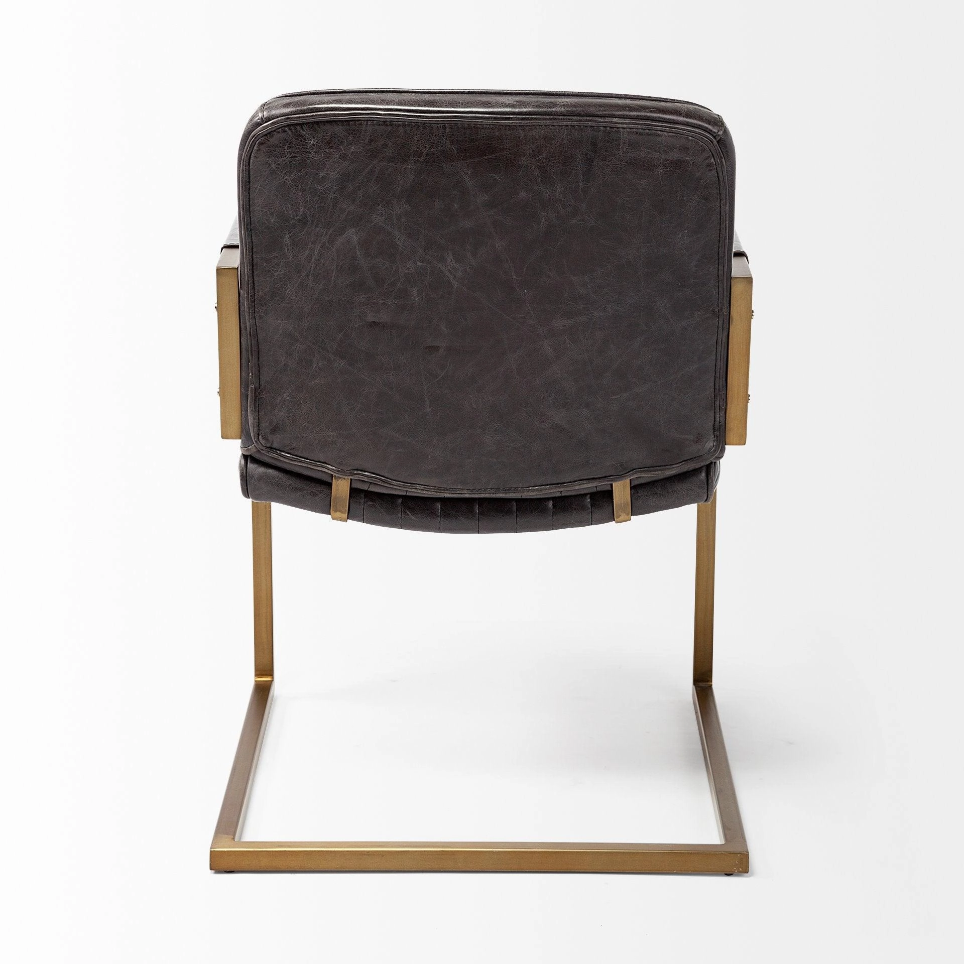Black Leather Accent Chair With Brass Frame
