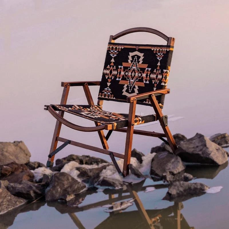 Black Rock Southwestern Folding Chair & Stool