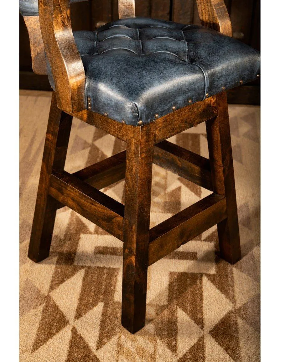 Blue Dust Leather Western Barstool