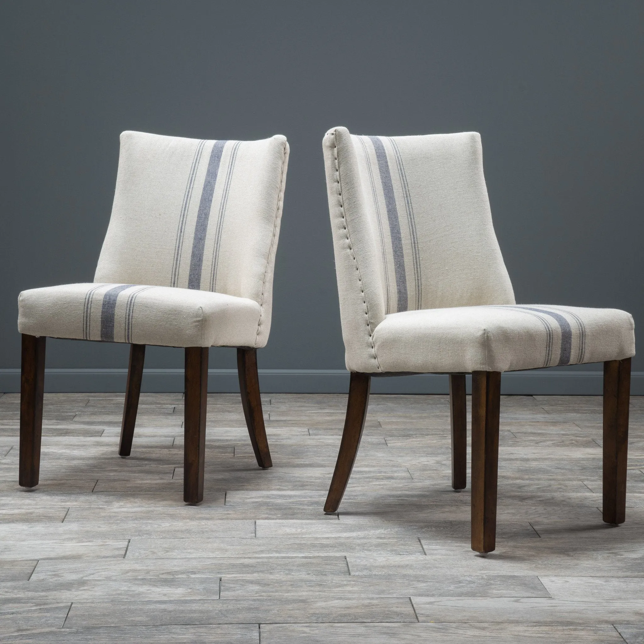 Blue Stripe Fabric Dining Chairs (Set of 2) - NH023592 dining table set, 6-piece dining set