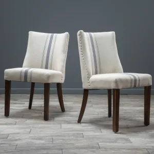 Blue Stripe Fabric Dining Chairs (Set of 2) - NH023592 dining table set, 6-piece dining set