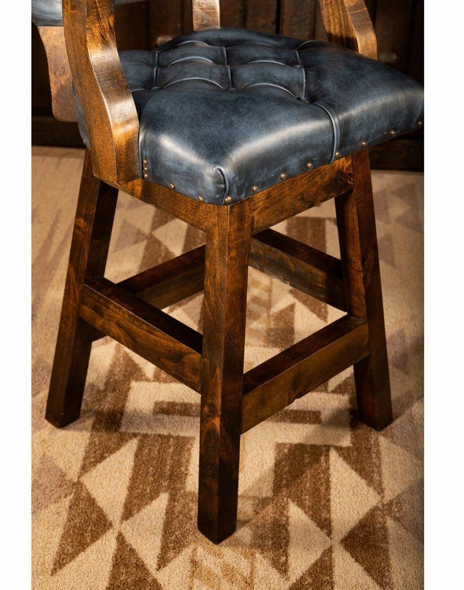 Blue Dust Leather Western Barstool