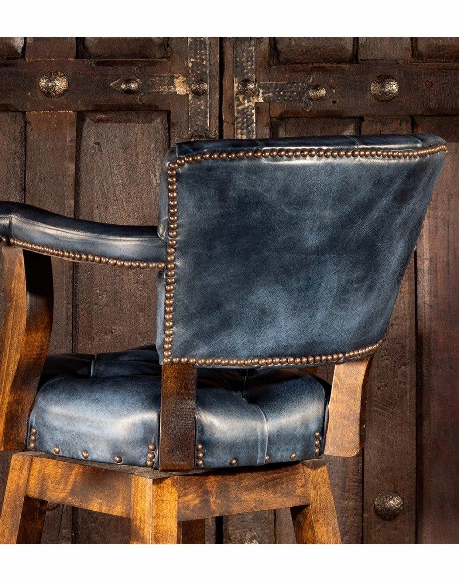 Blue Dust Leather Western Barstool