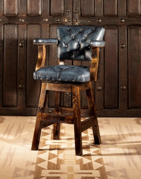 Blue Dust Leather Western Barstool glassware set, wine glass
