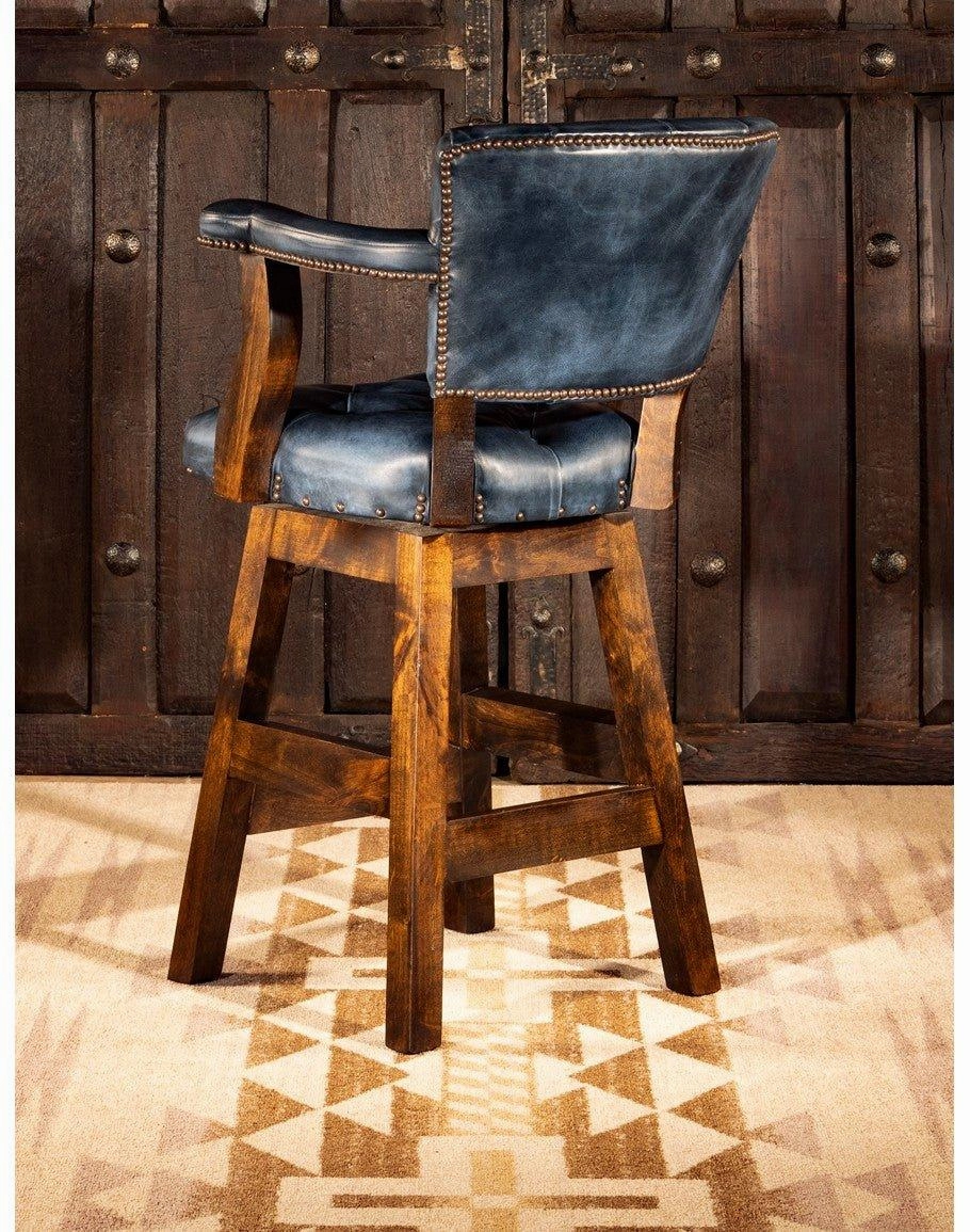 Blue Dust Leather Western Barstool