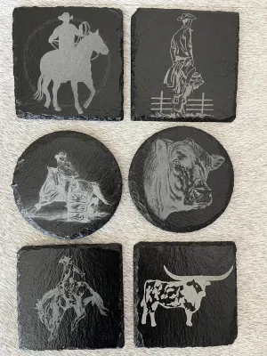 BMB Western Slate Coasters - 4-pc blender, kitchen appliance