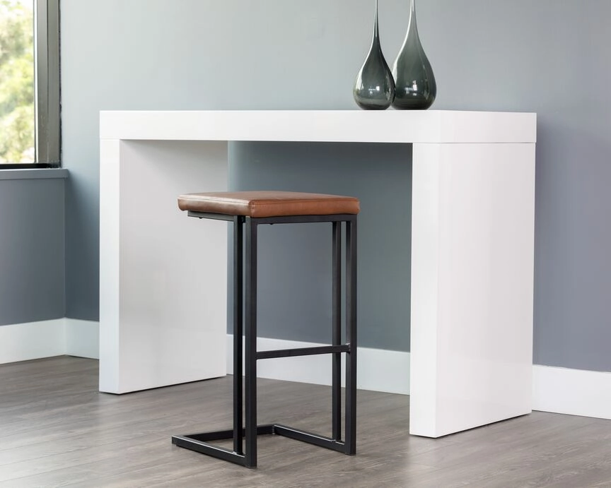 Boone Bar Height Stool - Black, Bravo Cognac