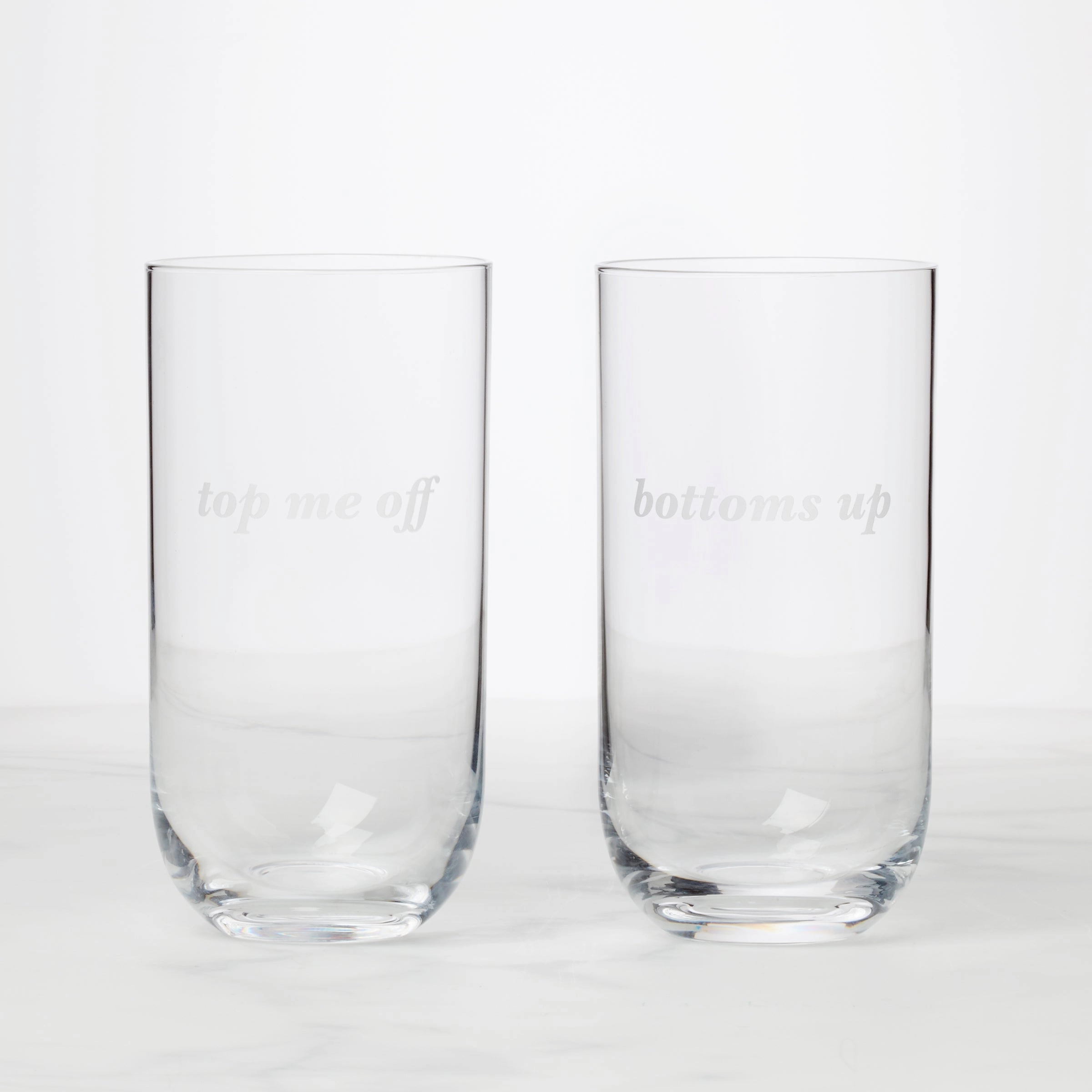 Bottoms Up & Top Me Off Highball Glasses - Set Of 2
