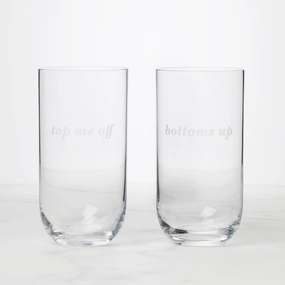 Bottoms Up & Top Me Off Highball Glasses - Set Of 2