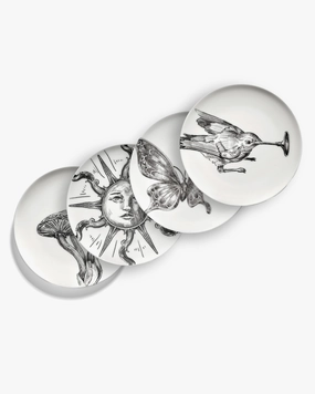 Bread plate set/4 white - black Unity