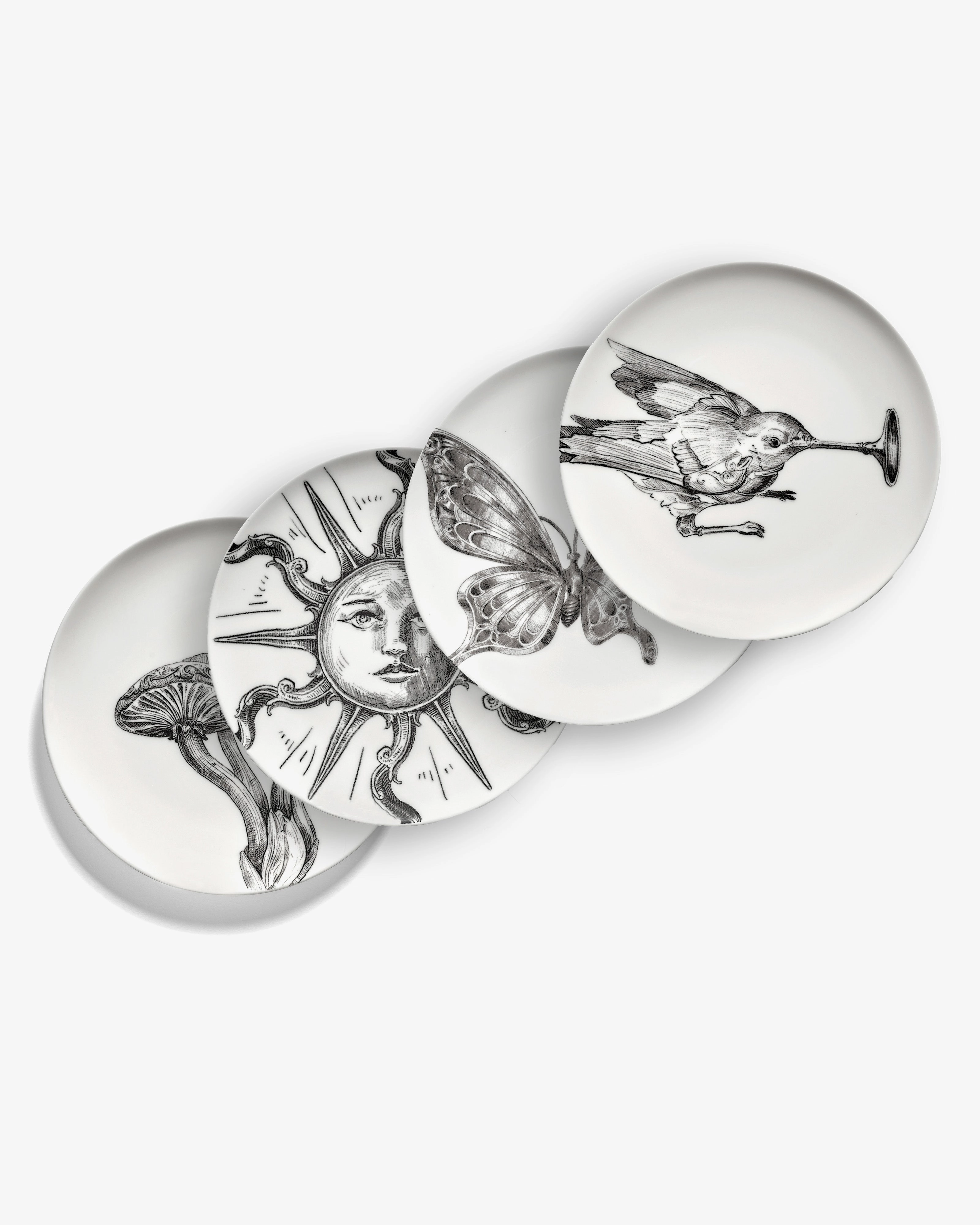 Bread plate set/4 white - black Unity