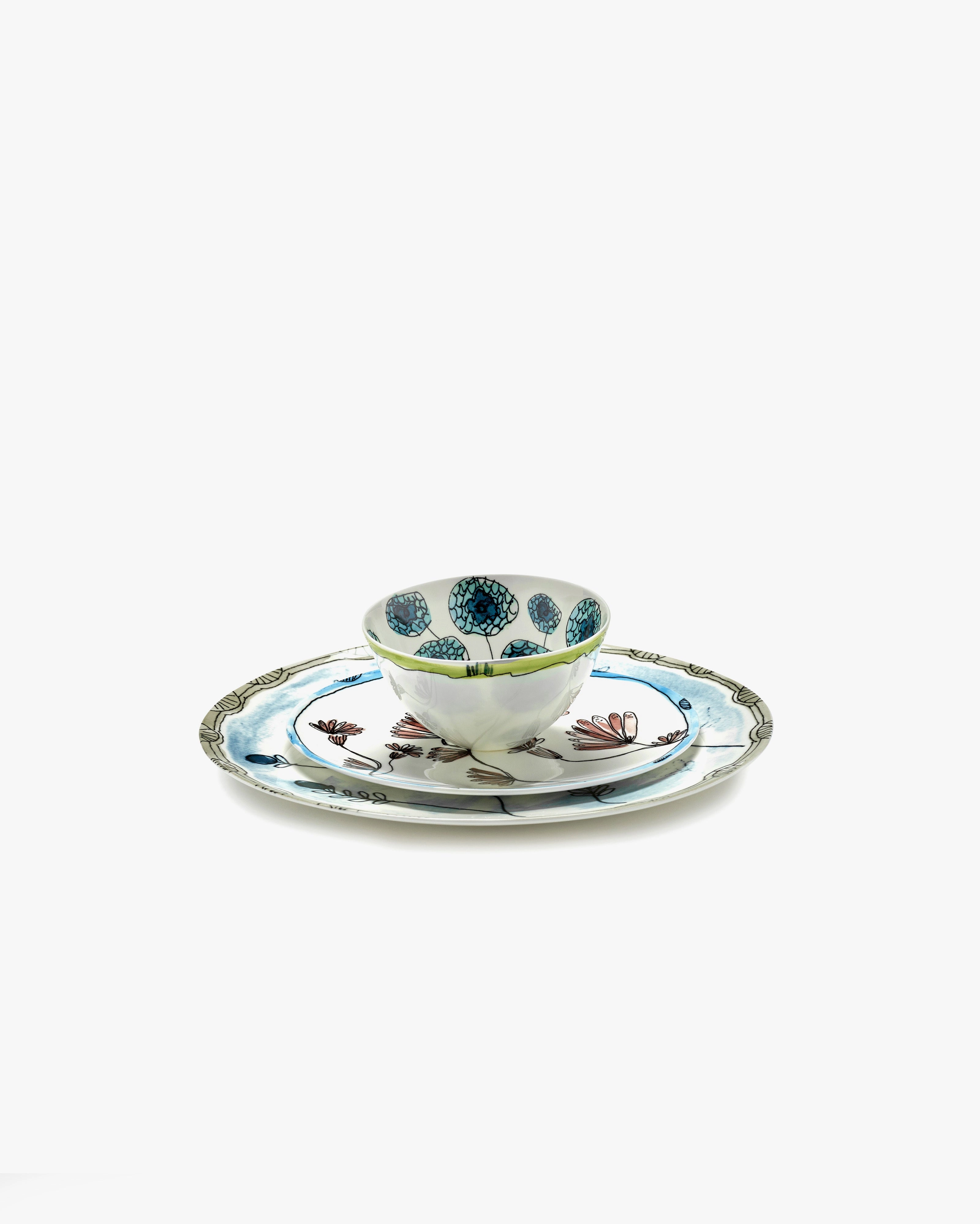 Breakfast plate Camelia aubergine Midnight Flowers