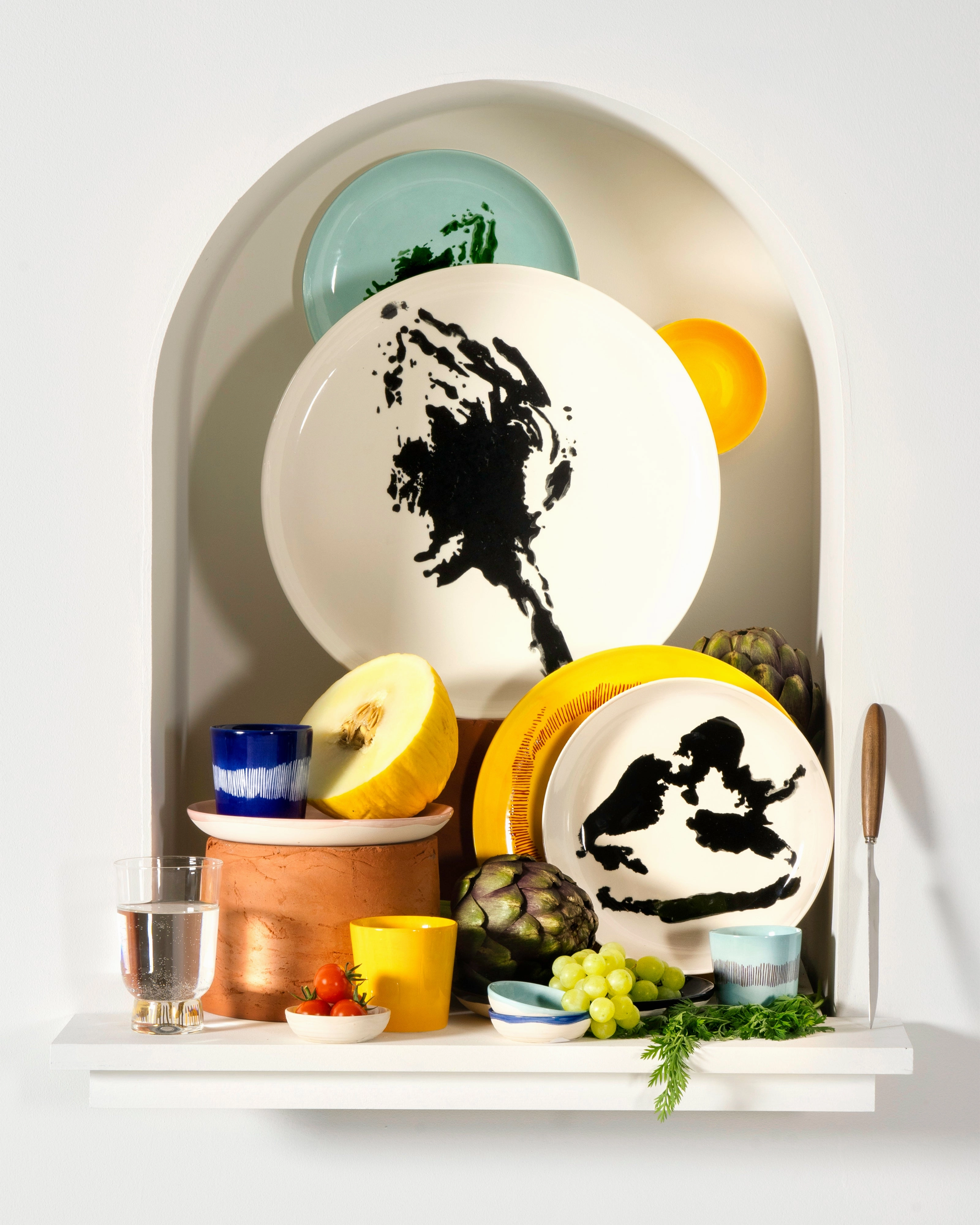 Breakfast plate off-white - blue artichoke Feast