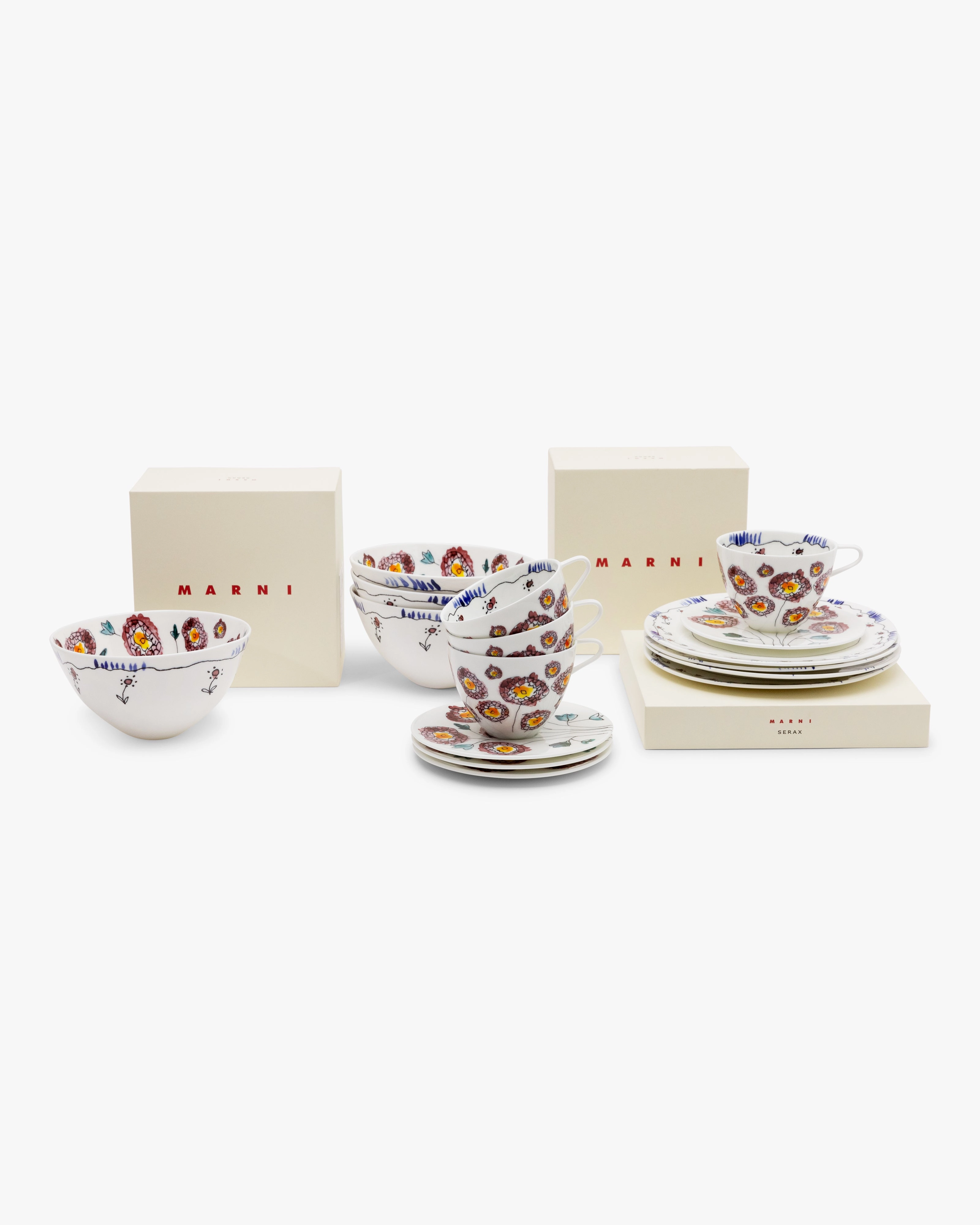 Breakfast Set 12 pieces anemone midnight flowers