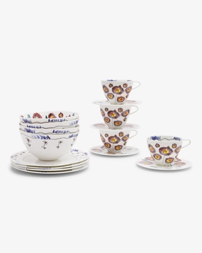 Breakfast Set 12 pieces anemone midnight flowers