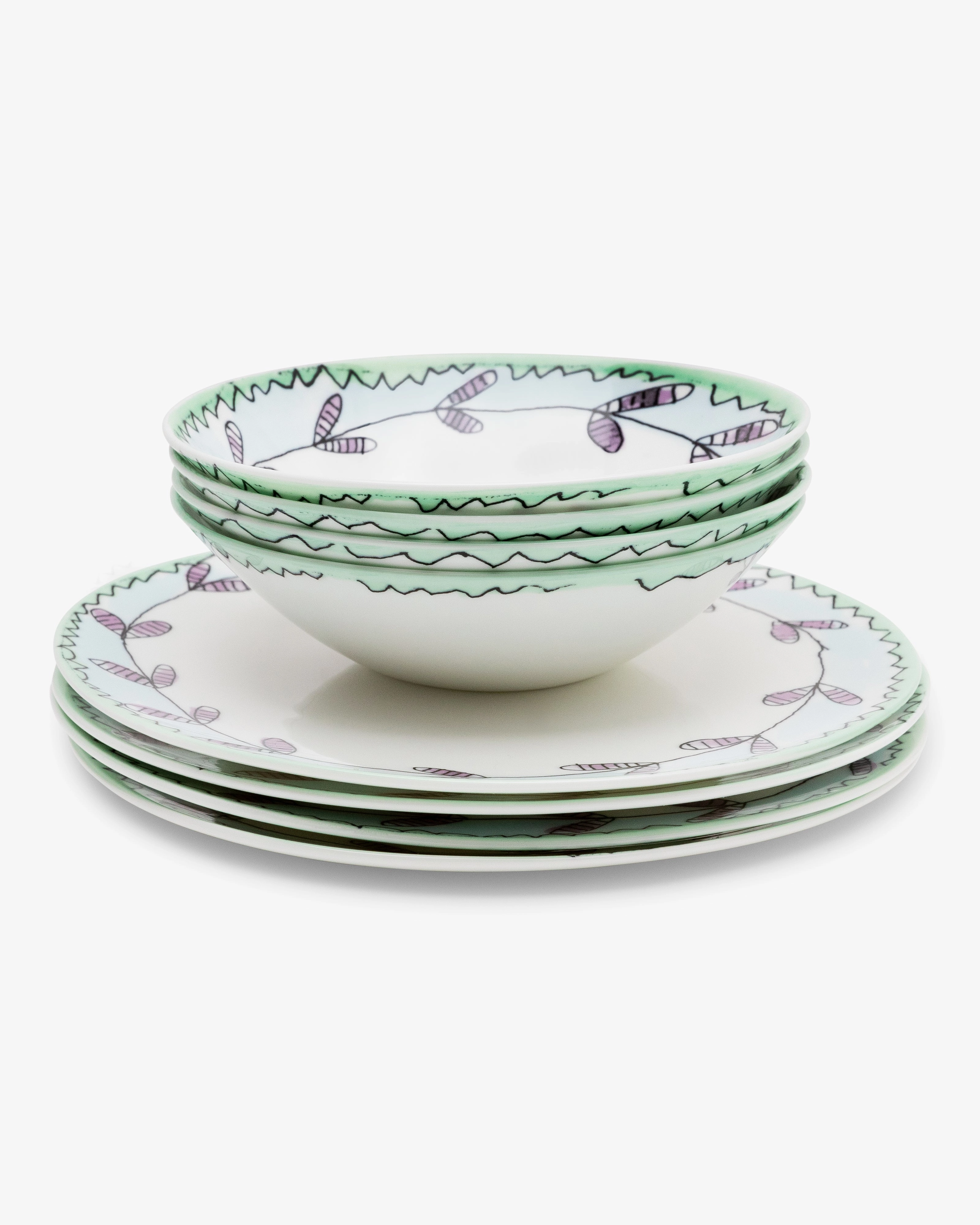 Breakfast set 16 pieces blossom milk midnight flowers