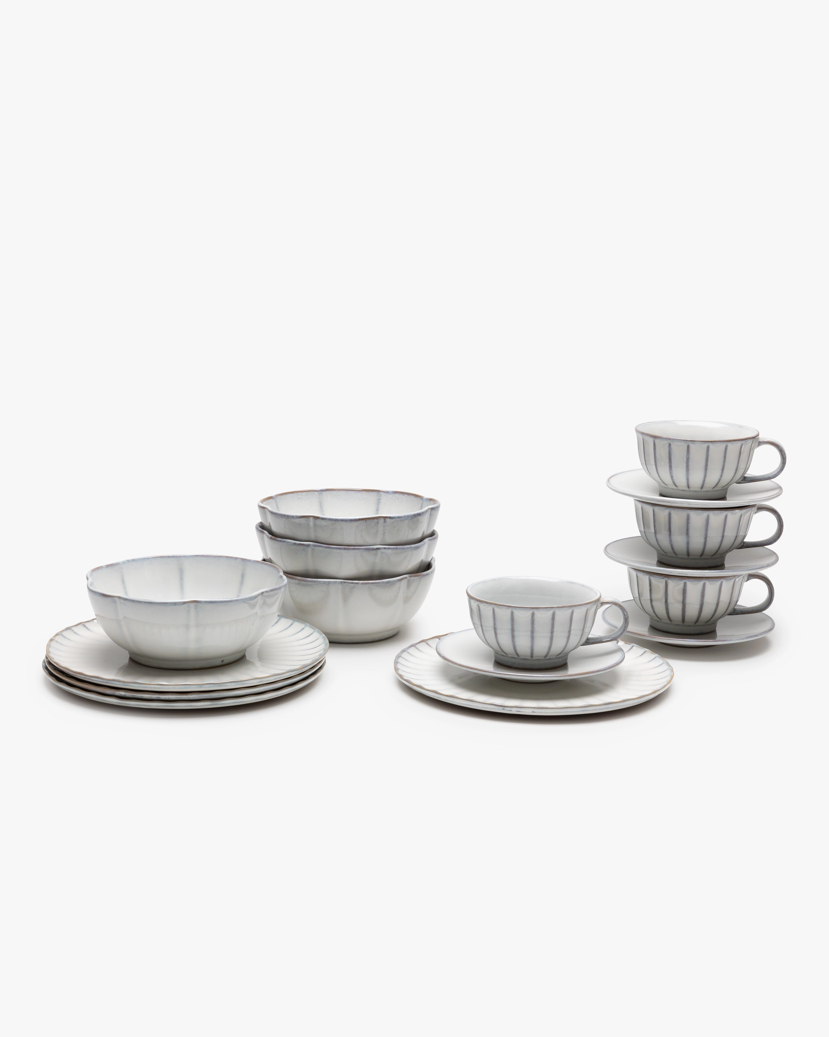 Breakfast Set 16 pieces white Inku