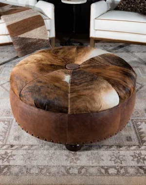 Brindle Cowhide & Leather Ottoman vanity mirror, wall mirror