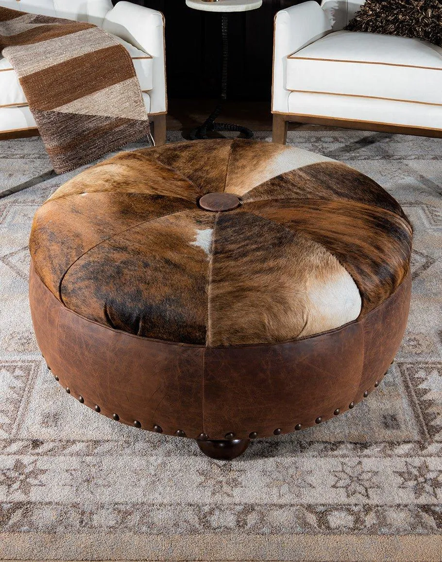 Brindle Cowhide & Leather Ottoman vanity mirror, wall mirror