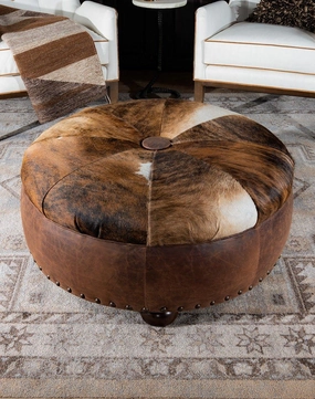 Brindle Cowhide & Leather Ottoman table runner, placemat
