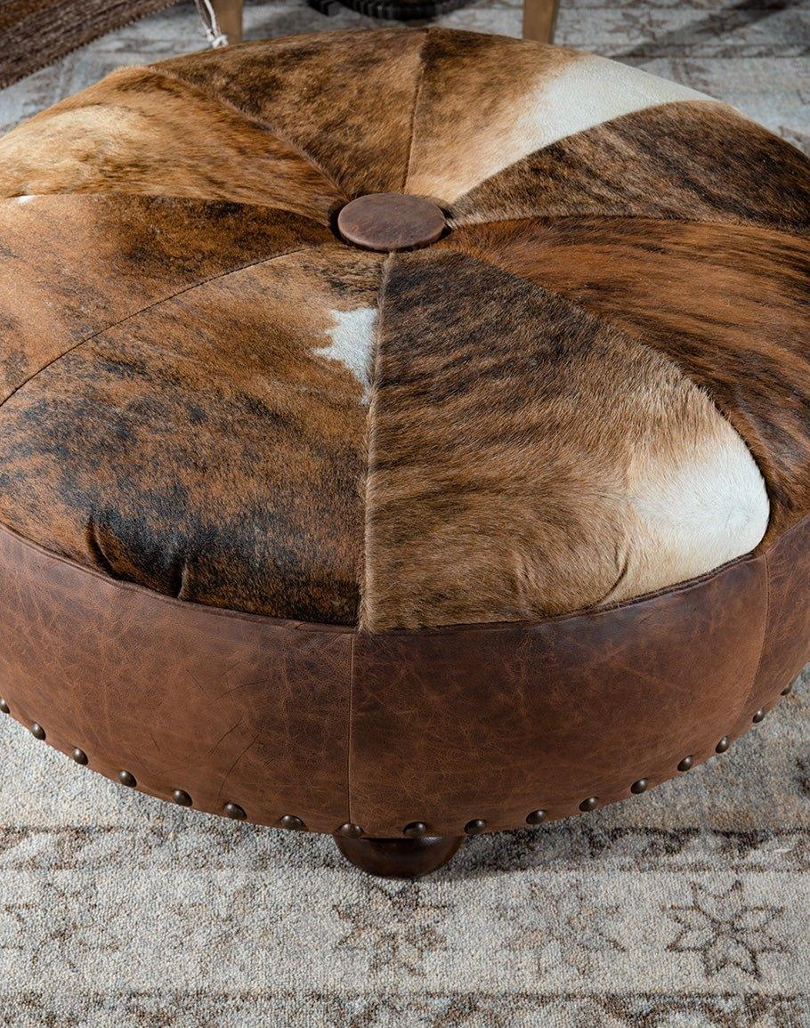 Brindle Cowhide & Leather Ottoman