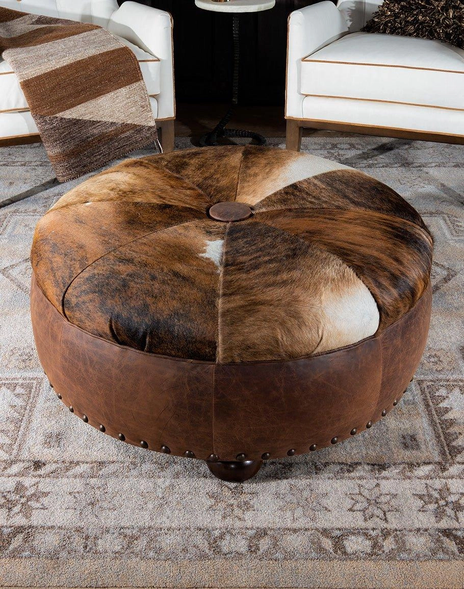 Brindle Cowhide & Leather Ottoman table runner, placemat