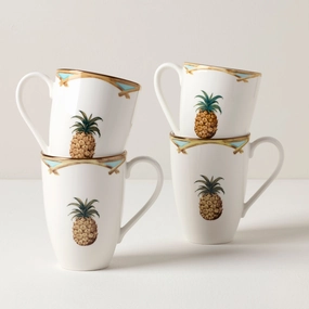 British Colonial Bamboo Mugs - Set of 4