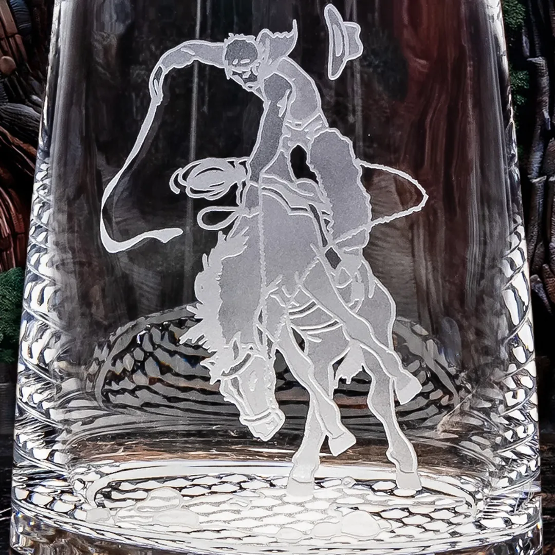 Bronc Rider Sand Carved Decanter