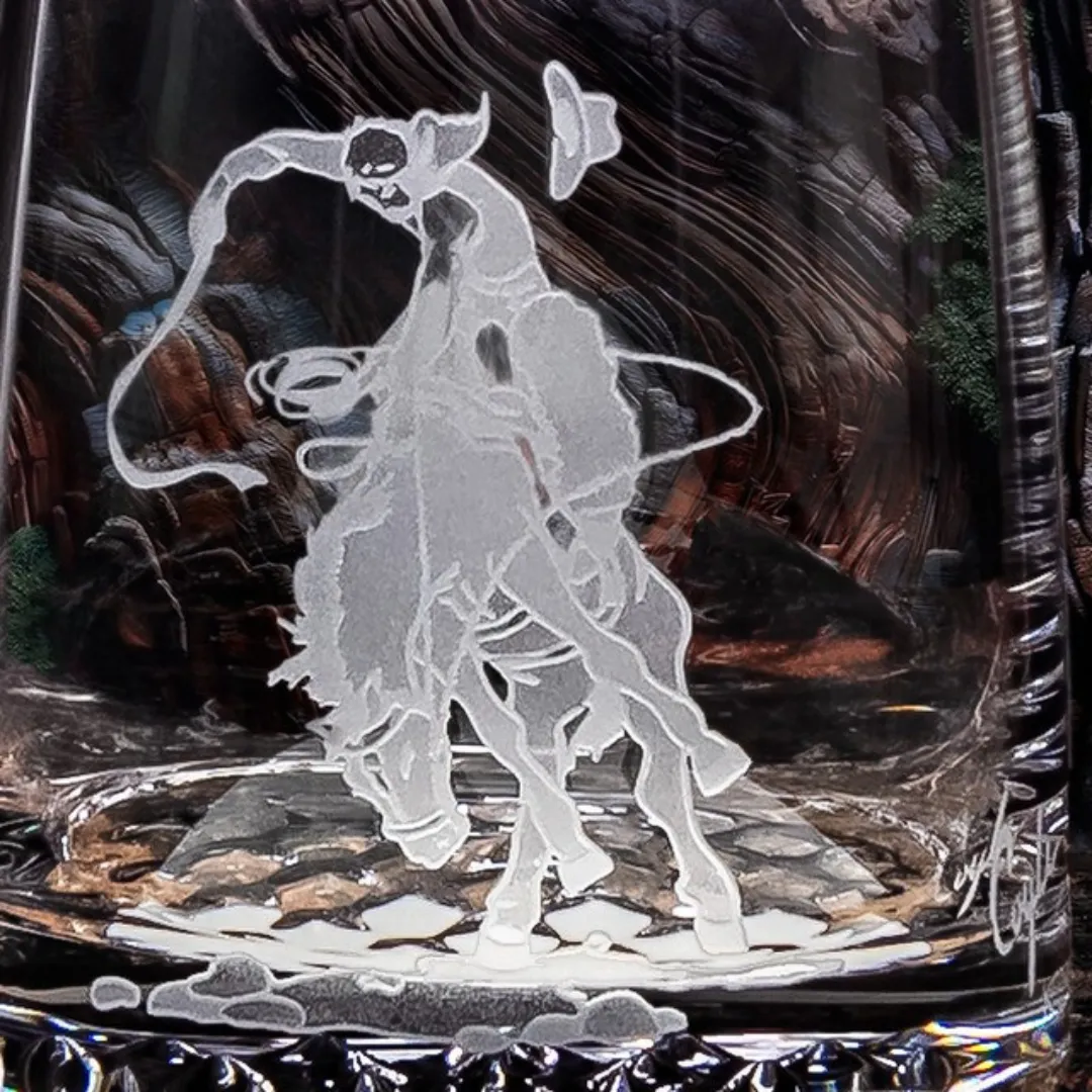 Bronc Rider Sand Carved Rocks Glasses
