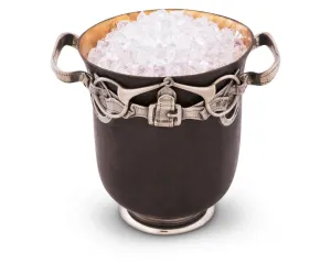 Bronze Ice Bucket with Equestrian Detail shower curtain, waterproof liner