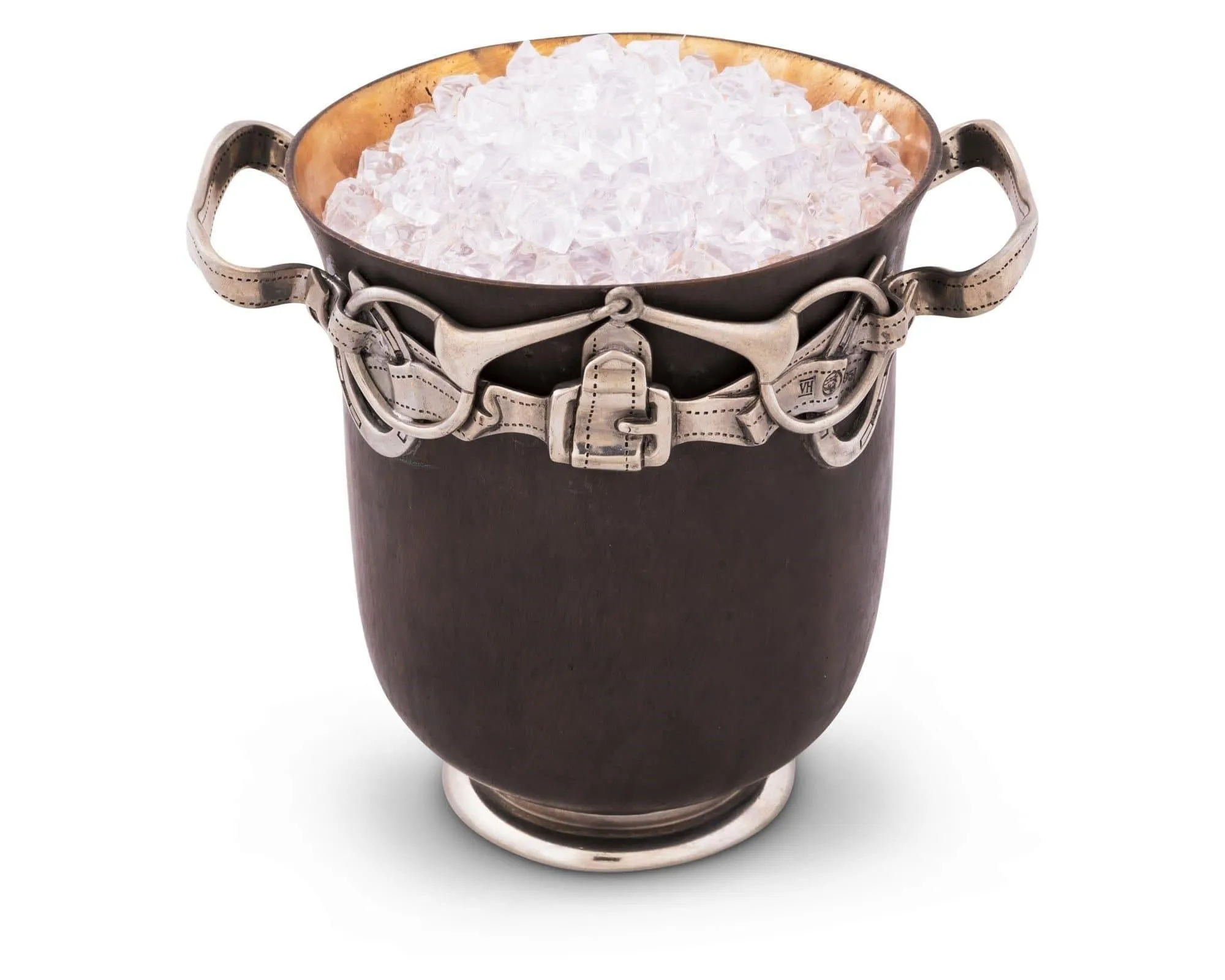 Bronze Ice Bucket with Equestrian Detail shower curtain, waterproof liner