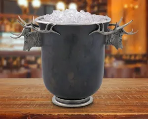 Bronze Ice Bucket with Pewter Elk Handles shower curtain, waterproof liner