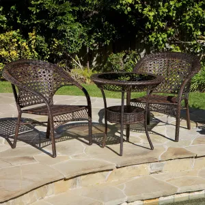 Brown 3pc Wicker Bistro Set - NH567872 patio chairs, outdoor seating