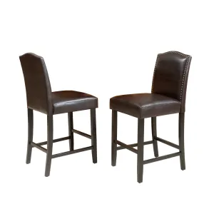 Brown Leather Counter Stools, Set of 2 - NH338203 bar stool, counter stool