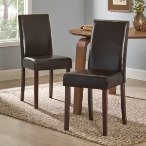 Brown Leather Parson Dining Chairs (Set of 2) - NH715592 dining table set, 6-piece dining set