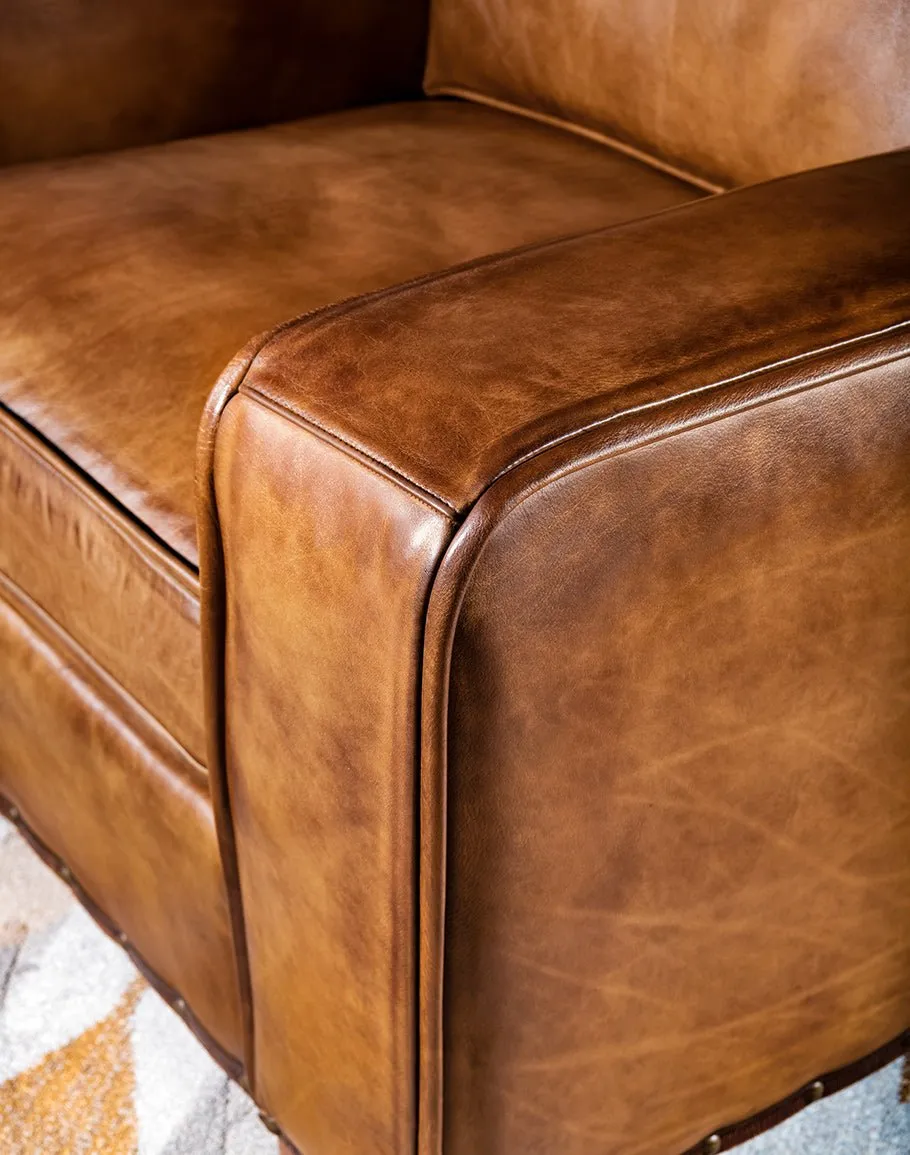 Brown Leather Rugby Chair