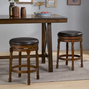 Brown Leather Swivel 26-Inch Counter Stool (Set of 2) - NH036692 bar stool, counter stool
