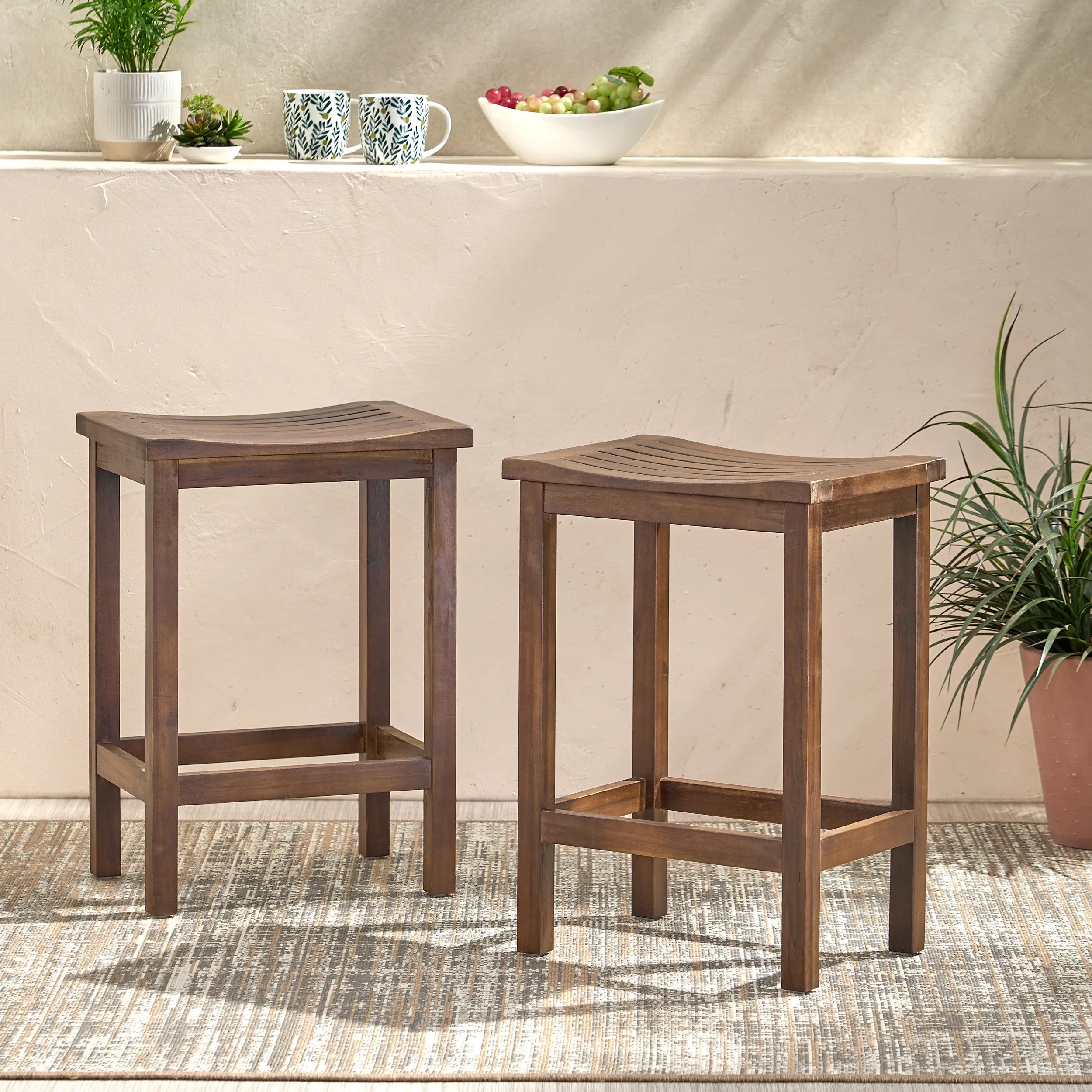 Brown Mahogany 24-Inch Counter Stools (Set of 2) - NH902592 bar stool, counter stool