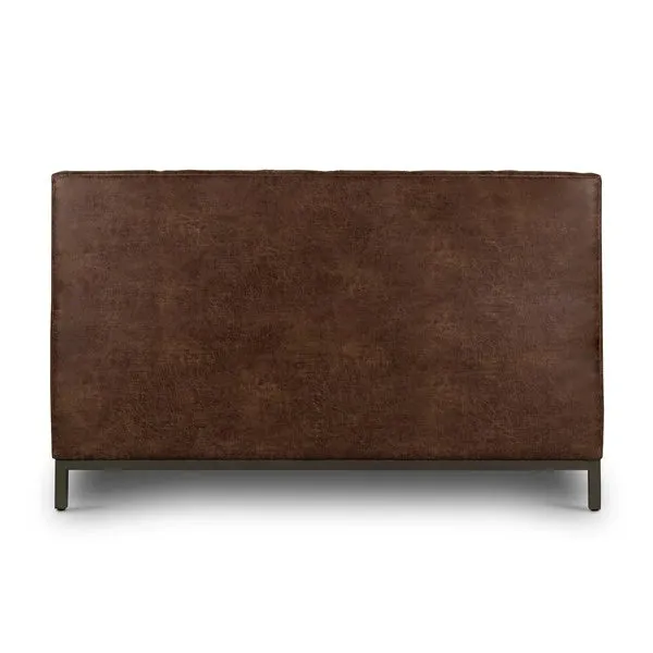 Brown Tufted Faux Leather Bed