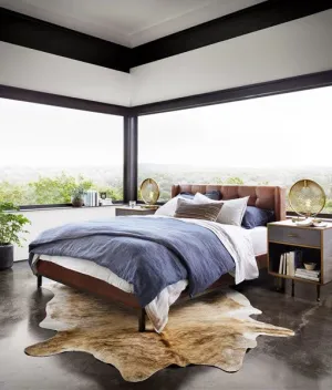 Brown Tufted Faux Leather Bed bedroom furniture, nightstand