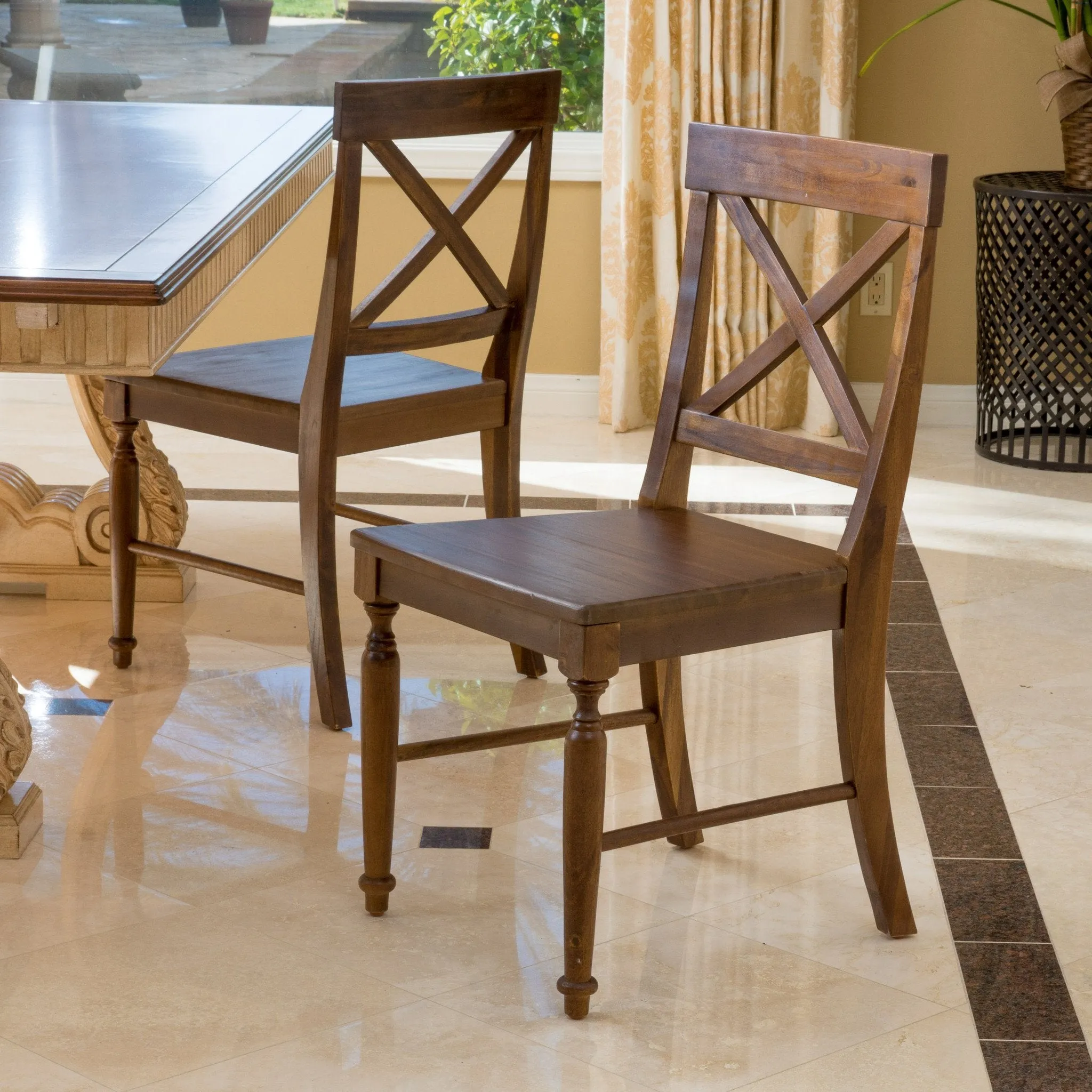 Brown Wood Dining Chair (Set of 2) - NH465692 dining table set, 6-piece dining set