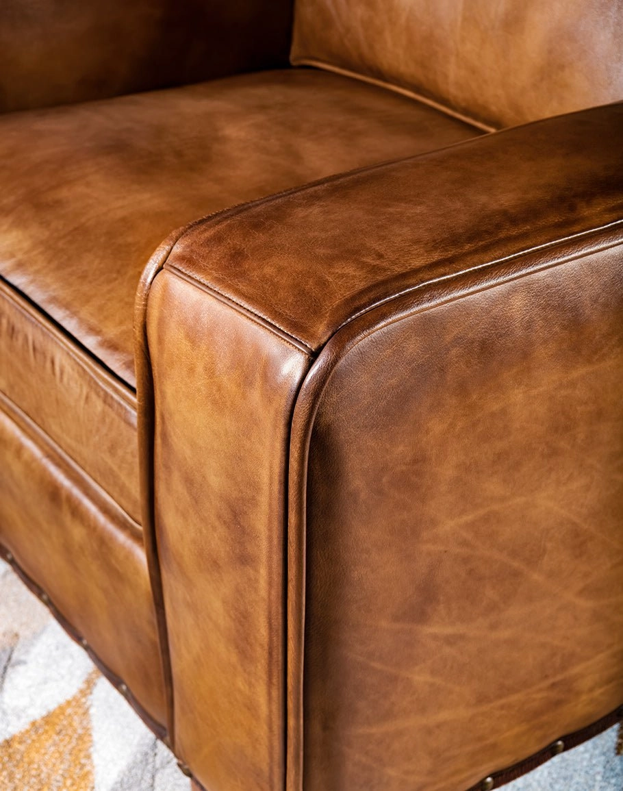 Brown Leather Rugby Chair