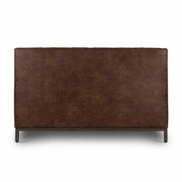 Brown Tufted Faux Leather Bed