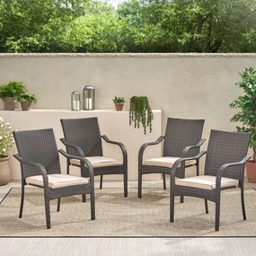 Brown Wicker Stacking Chairs (Set of 4) - NH554992 chandelier, pendant light