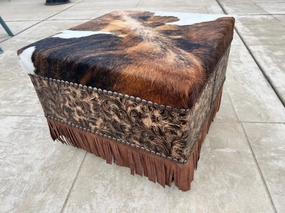 Buckeye Fringed Leather Ottoman vanity mirror, wall mirror