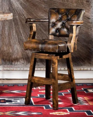 Burnished Brown Leather Western Barstool gaming chair, computer chair
