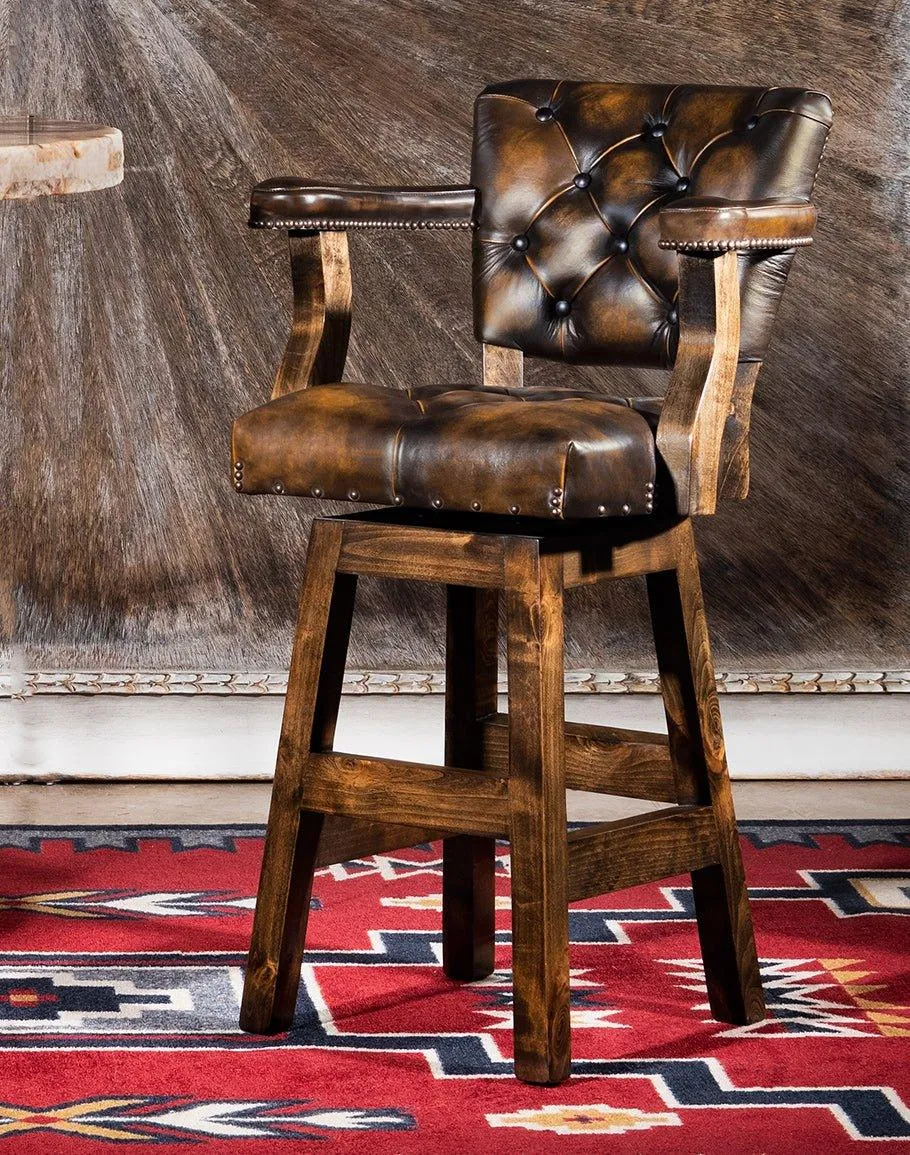 Burnished Brown Leather Western Barstool gaming chair, computer chair