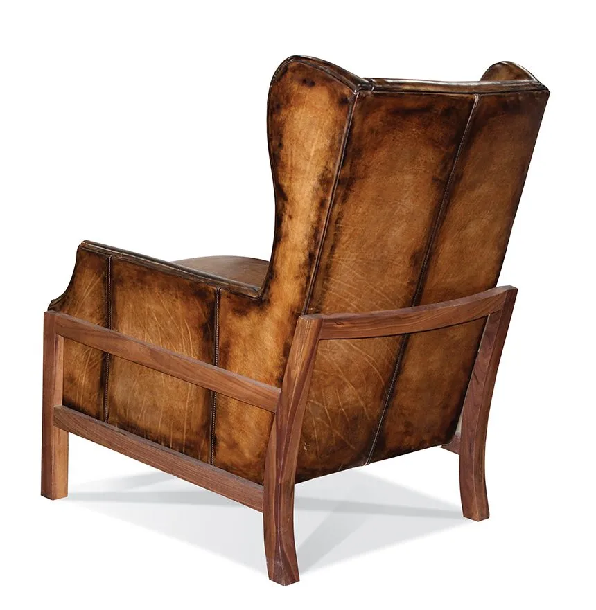 Burnished Leather Wingback Chair