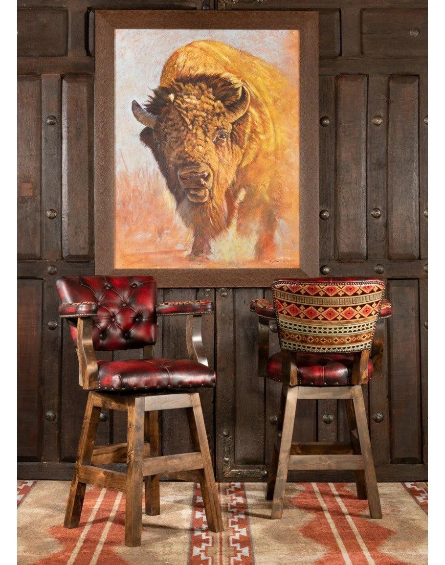 Burnished Red Leather Navajo Bar Chair